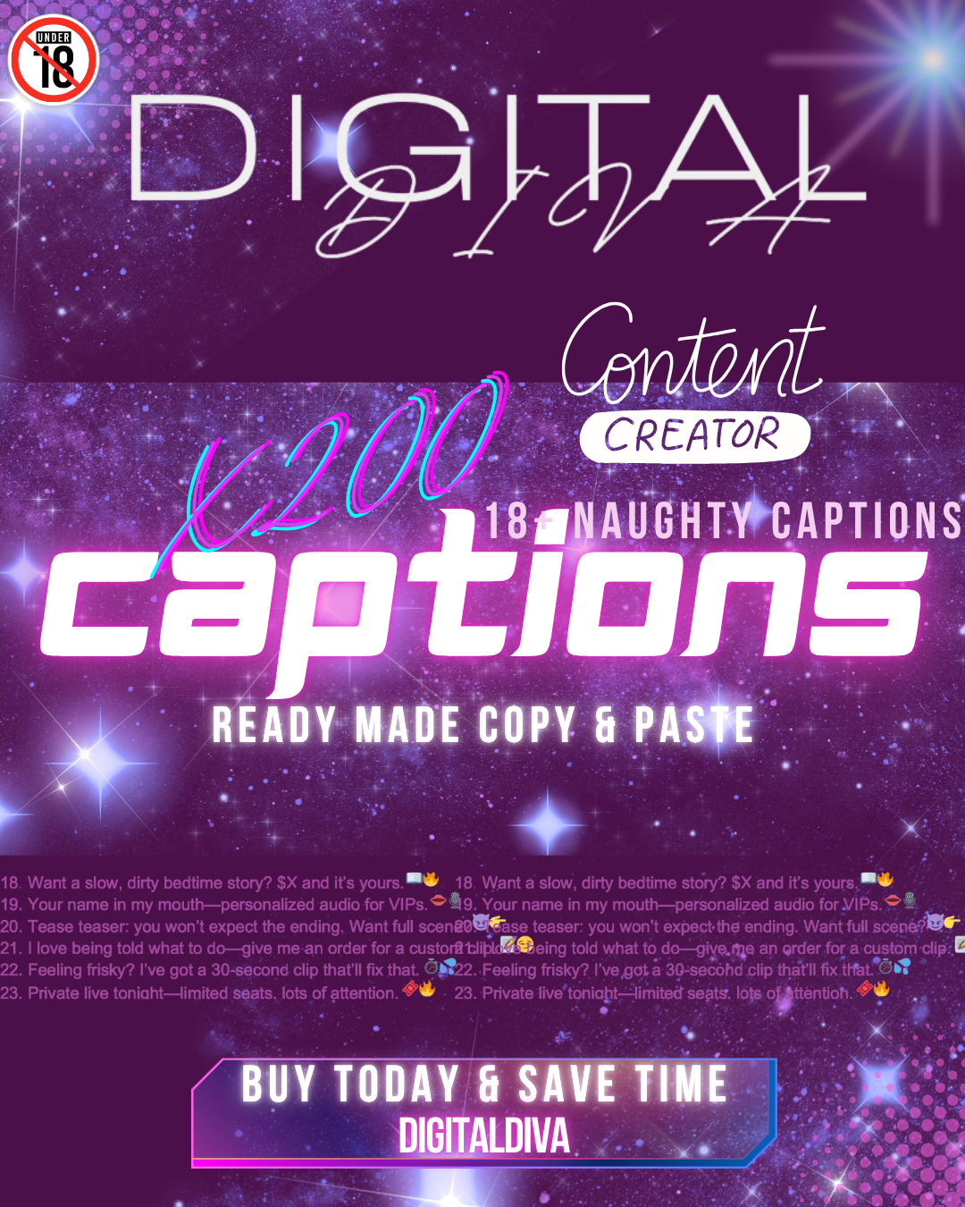 18+ Creator Content Captions x200